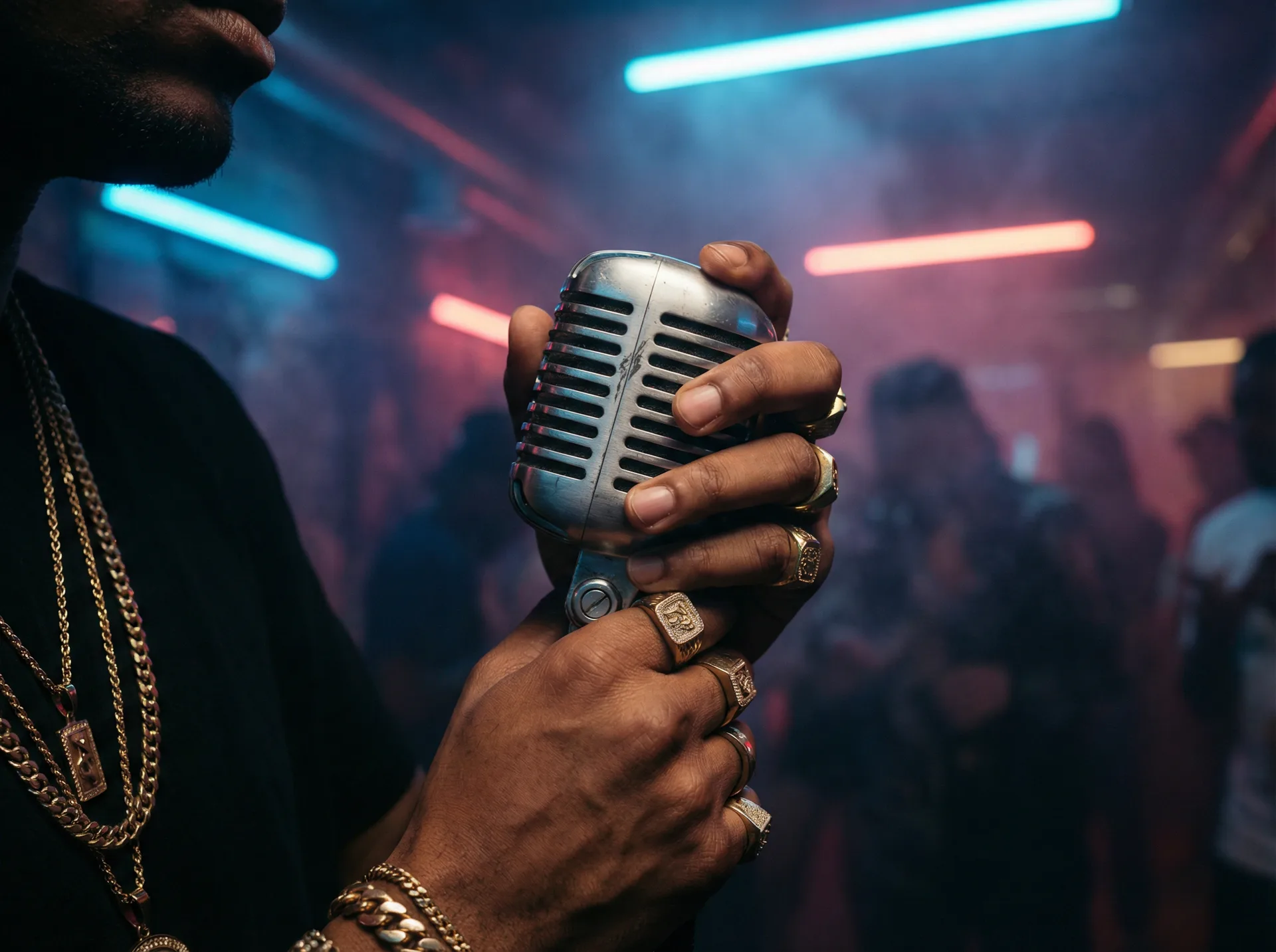 91助手安卓版 - 说唱歌手手持麦克风特写